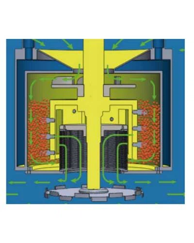 The separator is vertical tubular on the bottom The separator is vertical tubular on the bottom